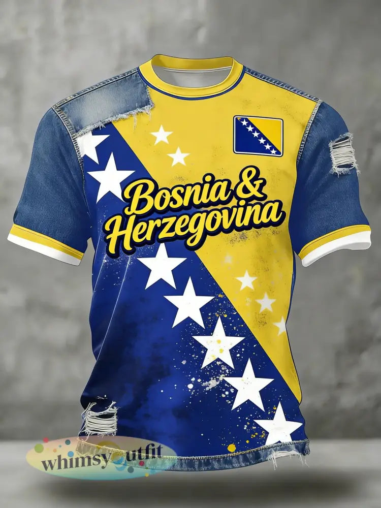 Heren Bosno ZMAJEVI Voetballover Geprint T-shirt - Blauw / S