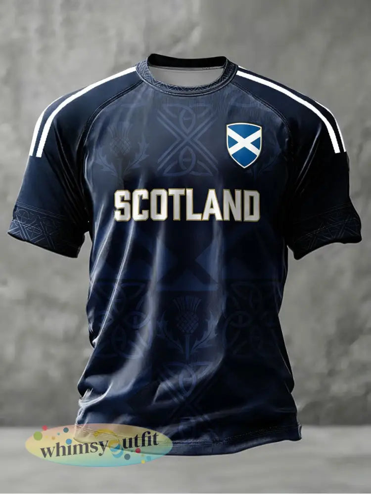 Heren Britse voetbalfan Engeland bedrukt t-shirt met korte mouwen - Marineblauw / S