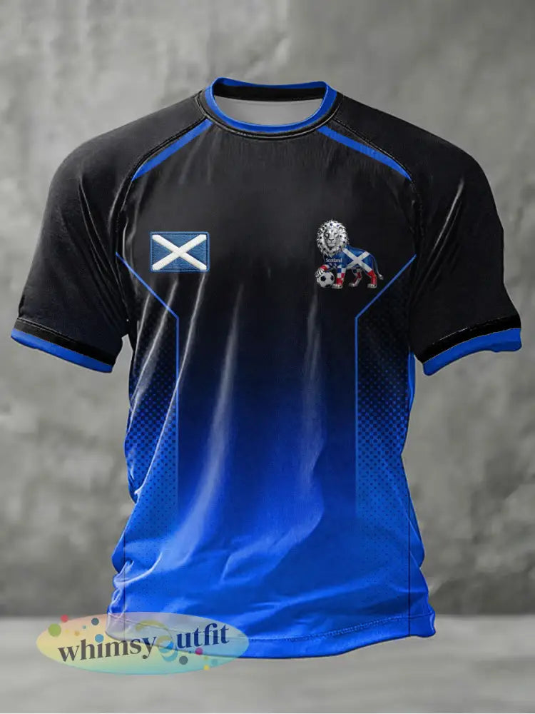 Heren Britse voetbalfan Schotland bedrukt t-shirt met korte mouwen - als foto / S