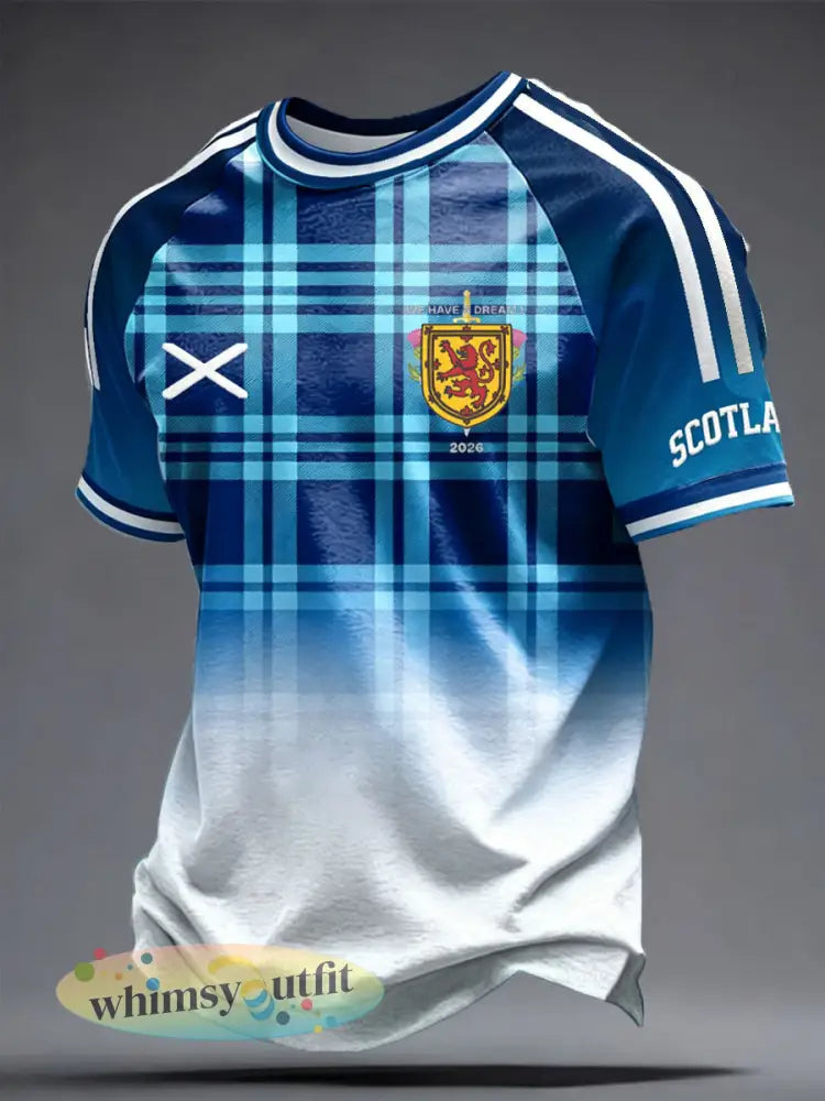 Heren Britse voetbalfan Schotland bedrukt t-shirt met korte mouwen - blauw / S