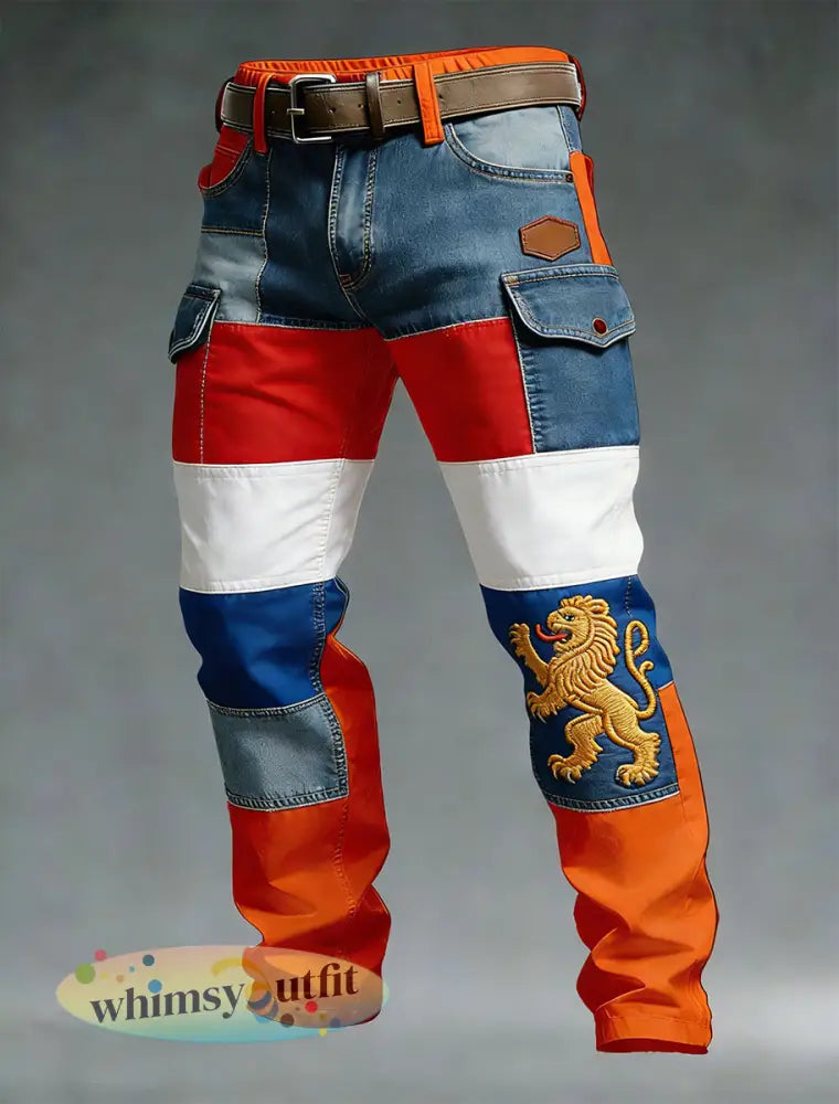 Heren Broek met Koningsdagprint voor vrijetijdsgebruik - A / S