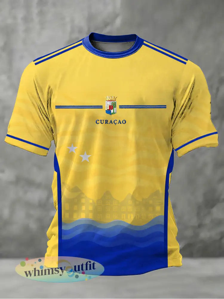 Heren Curaçao-print casual t-shirt - als foto / S
