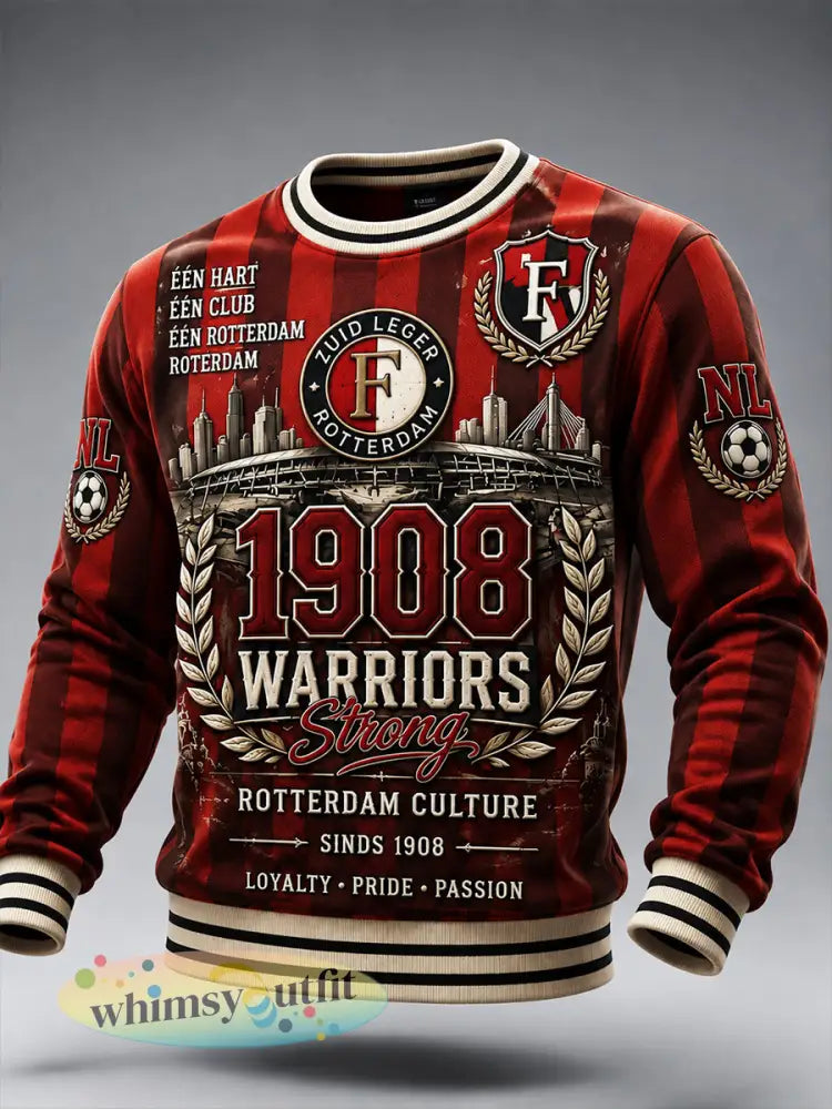 Heren Feyenoord Eredivisie geprint casual ruimvallend sweatshirt - Veelkleurig / S