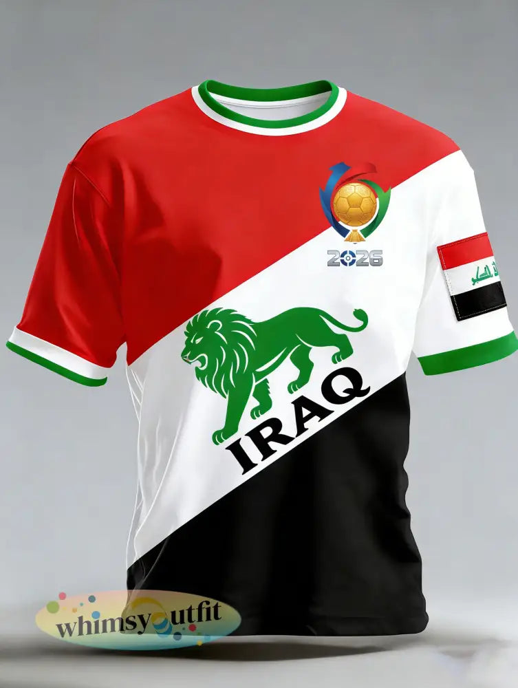 Heren Irak voetbalwedstrijd juichende kunst print fan T-shirt - A / S