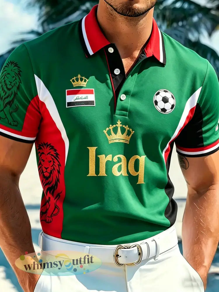 Heren Irak voetbalwedstrijd juichende kunstprint fan polo - A / S
