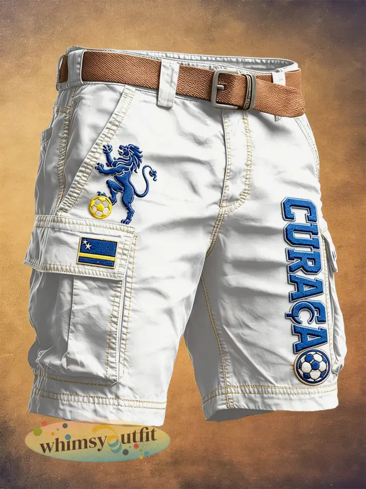 Heren Kledingvoetbal 3D-geprinte casual witte werkshorts - Wit / S