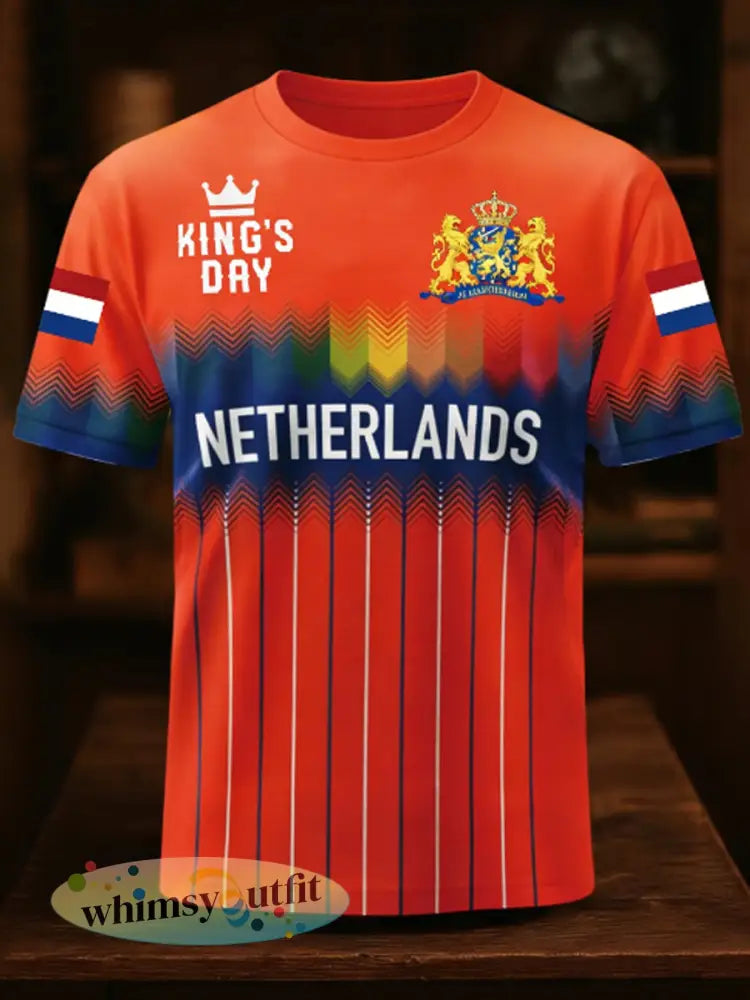 Heren Konings Dag Nederlandse Republiek Leeuw Nederland Vlag t-shirt - Sinaasappel / S