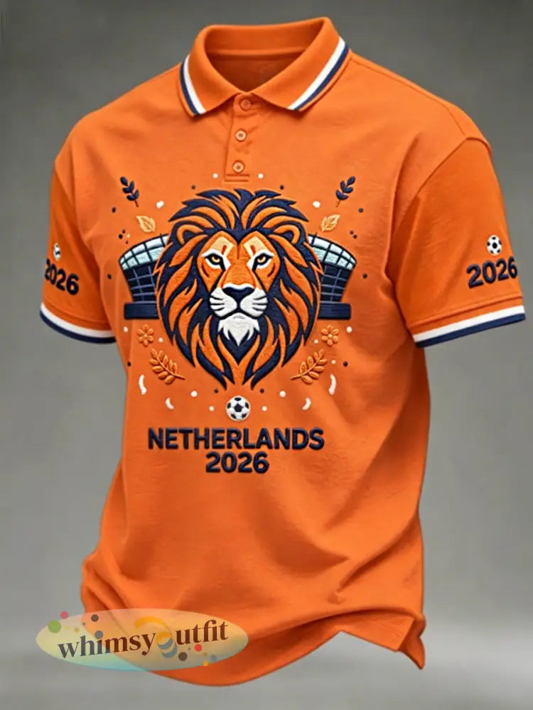 Heren Nederlands voetbalshirt 2026 poloshirt - Sinaasappel / S