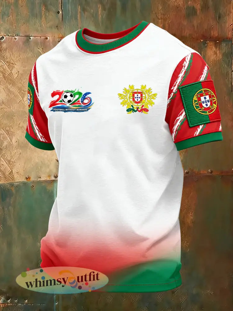 Heren Portugal Voetbalwedstrijd Juichende Kunstprint T-shirt - A / S