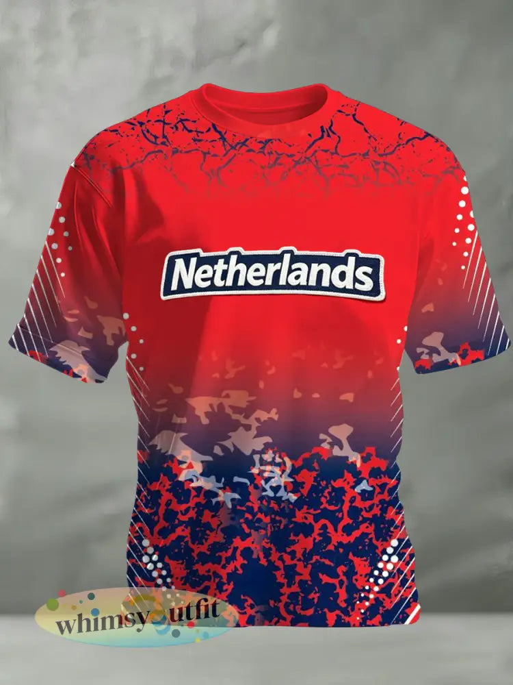 Heren T-shirt met artistieke print ter herinnering aan Koningsdag in Nederland - A / S