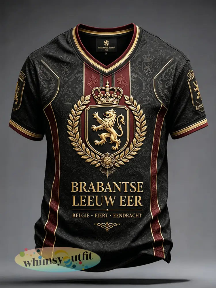 Heren T-shirt met Belgische nationale dagbieren en kunstprint - Zwart / S