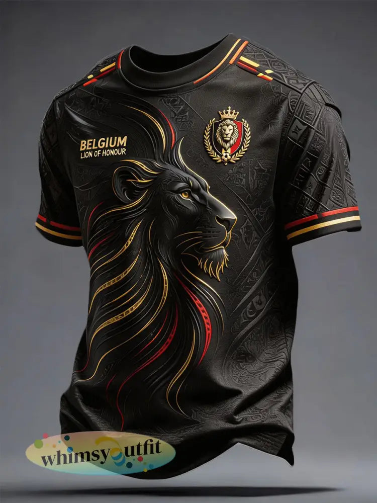 Heren T-shirt met Belgische voetbal- liefdes- en trotsmotieven in opdruk - Zwart / S