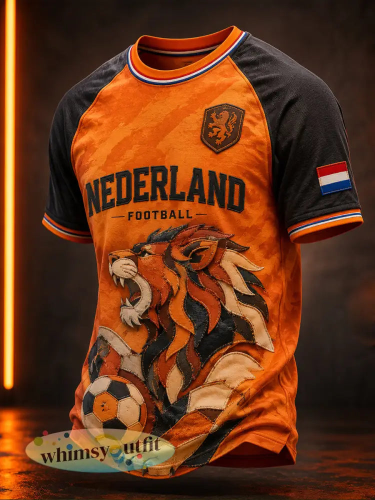 Heren T-shirt met camouflage leeuwenprint en korte mouwen - A / S