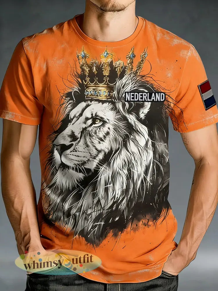 Heren T-shirt met koningsdagprint en gescheurde look - A / S