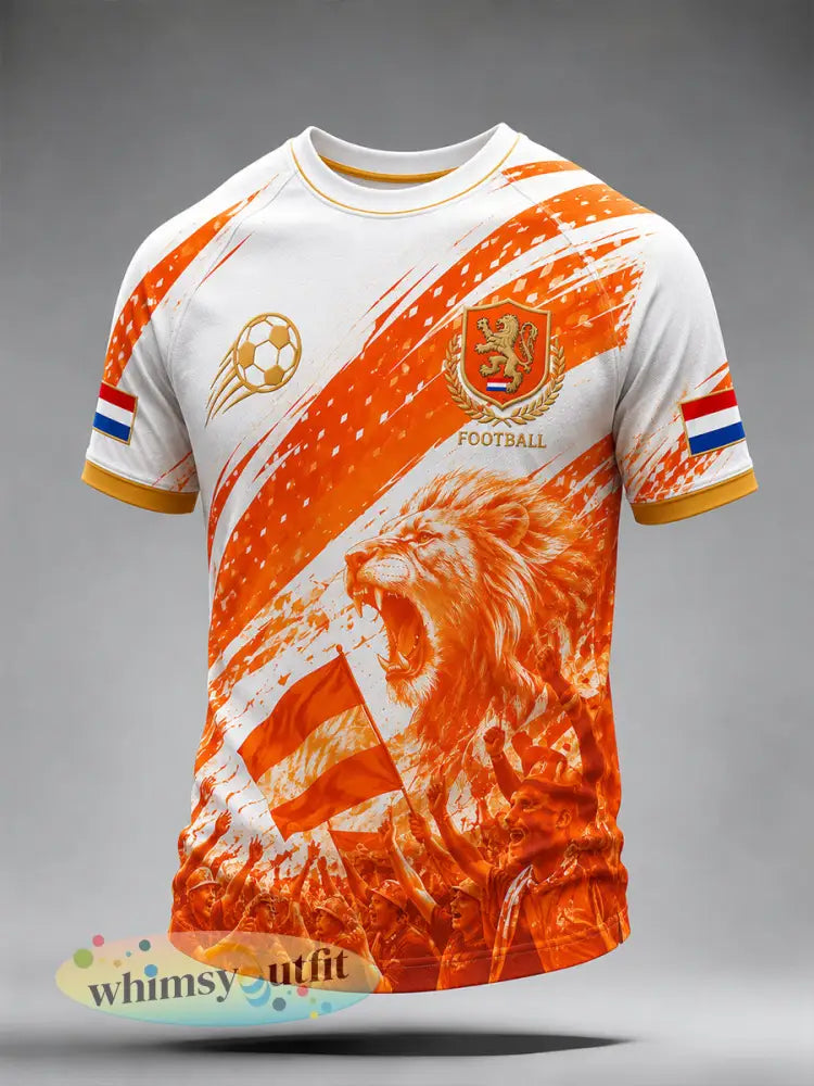Heren-T-shirt met korte mouwen en print van een leeuw en een voetbal - A / S