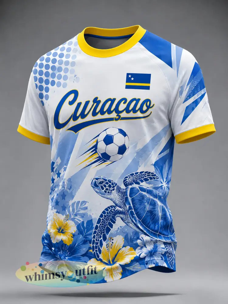 Heren-T-shirt met korte mouwen en raglanmouwen versierd met een bloemenprint in voetbalstijl - A / S