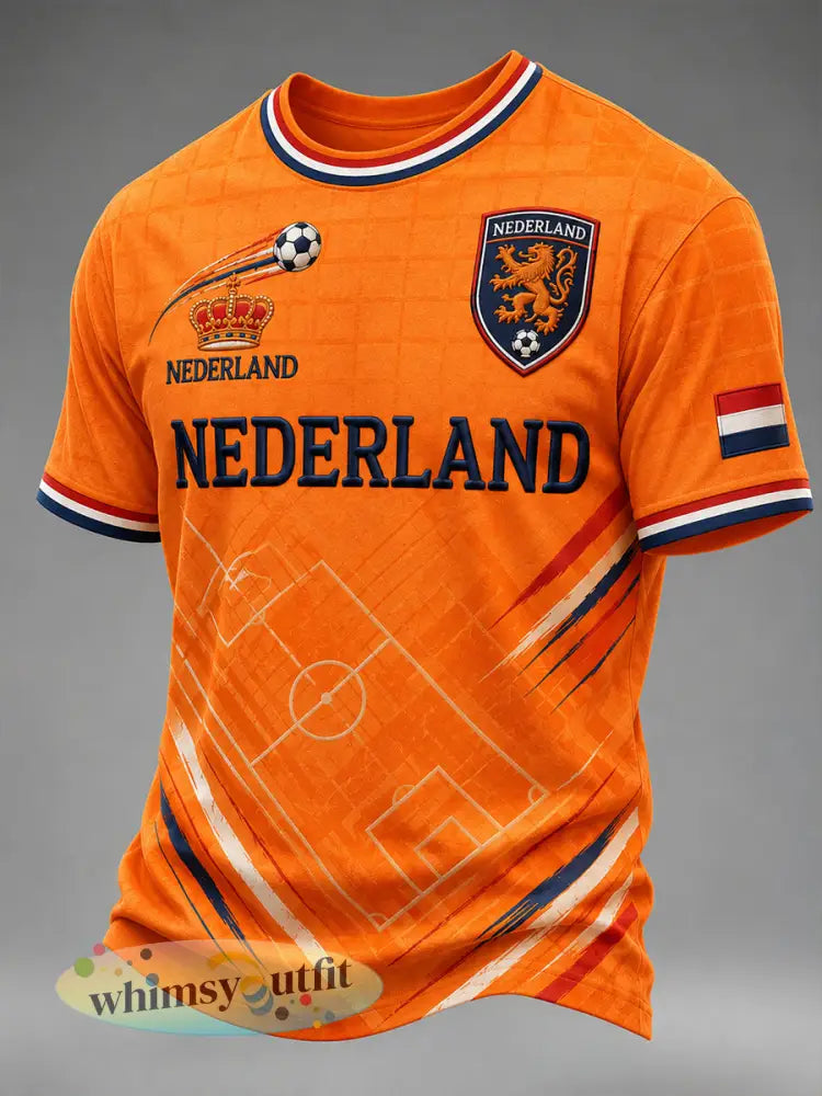 Heren-T-shirt met korte mouwen en voetballeeuwenprint - A / S