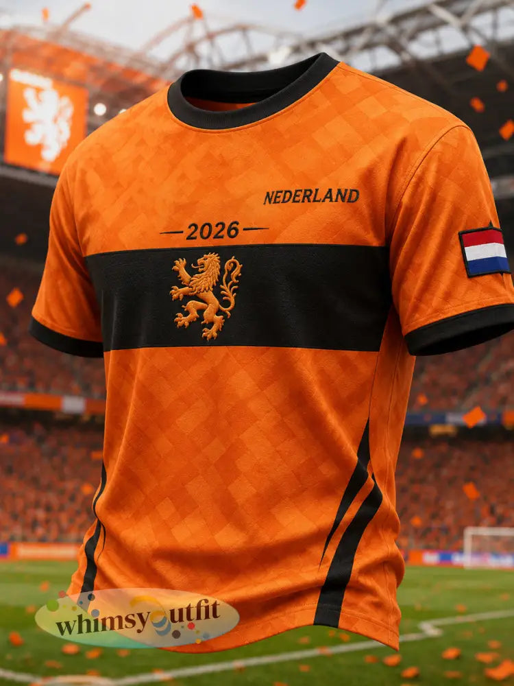 Heren-T-shirt met korte mouwen en voetballeeuwenprint - A / S