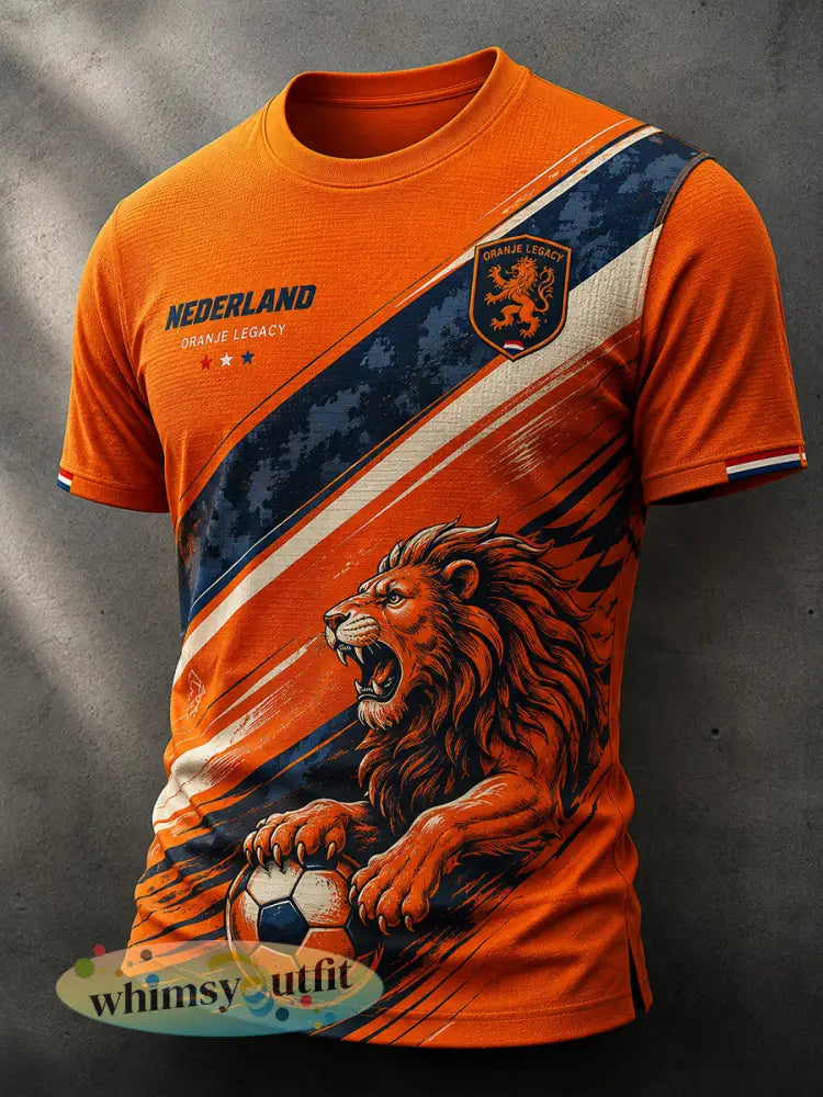 Heren-T-shirt met korte mouwen en voetballeeuwenprint - A / S