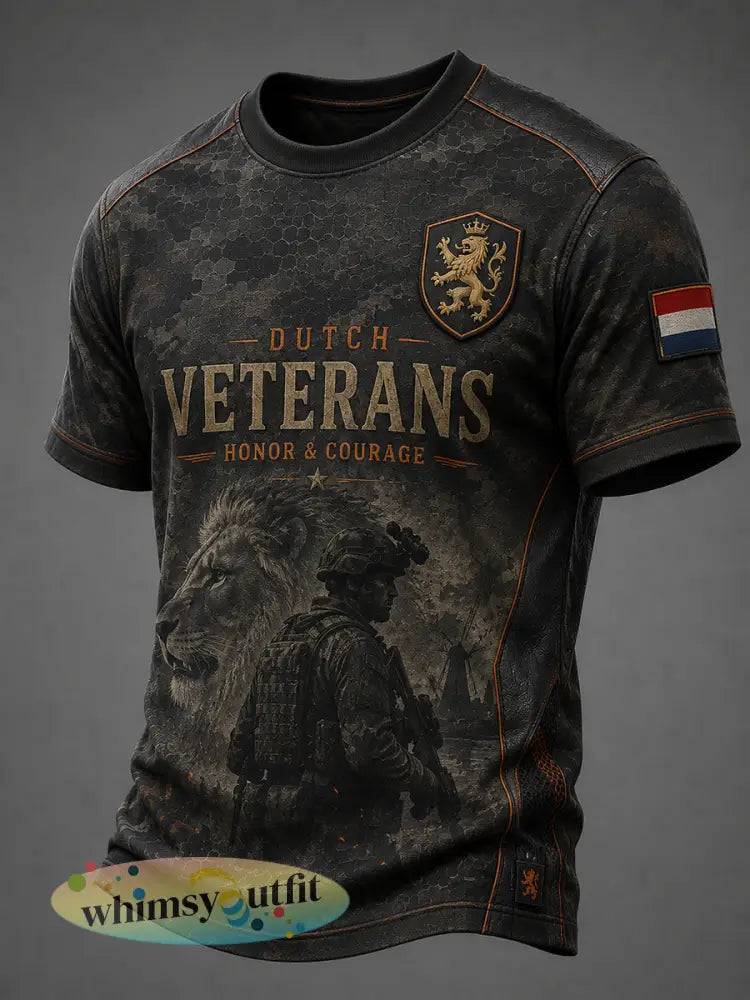 Heren T-shirt met korte mouwen in retrocamouflageprint voor veteranen - A / S