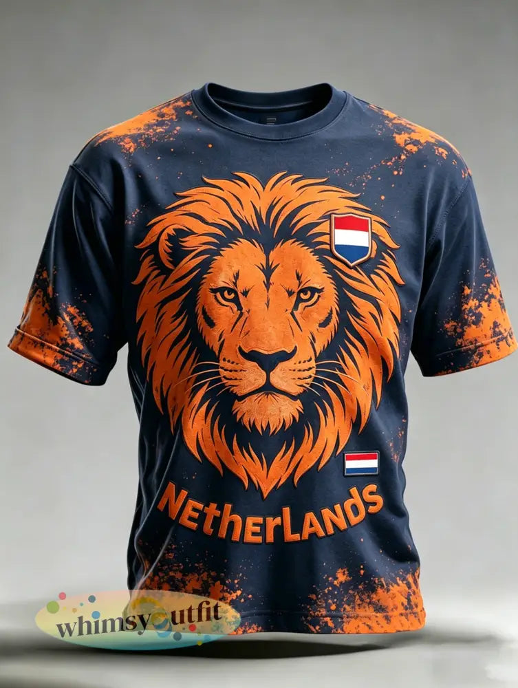Heren T-shirt met kunstprint ter herinnering aan Koningsdag - A / S