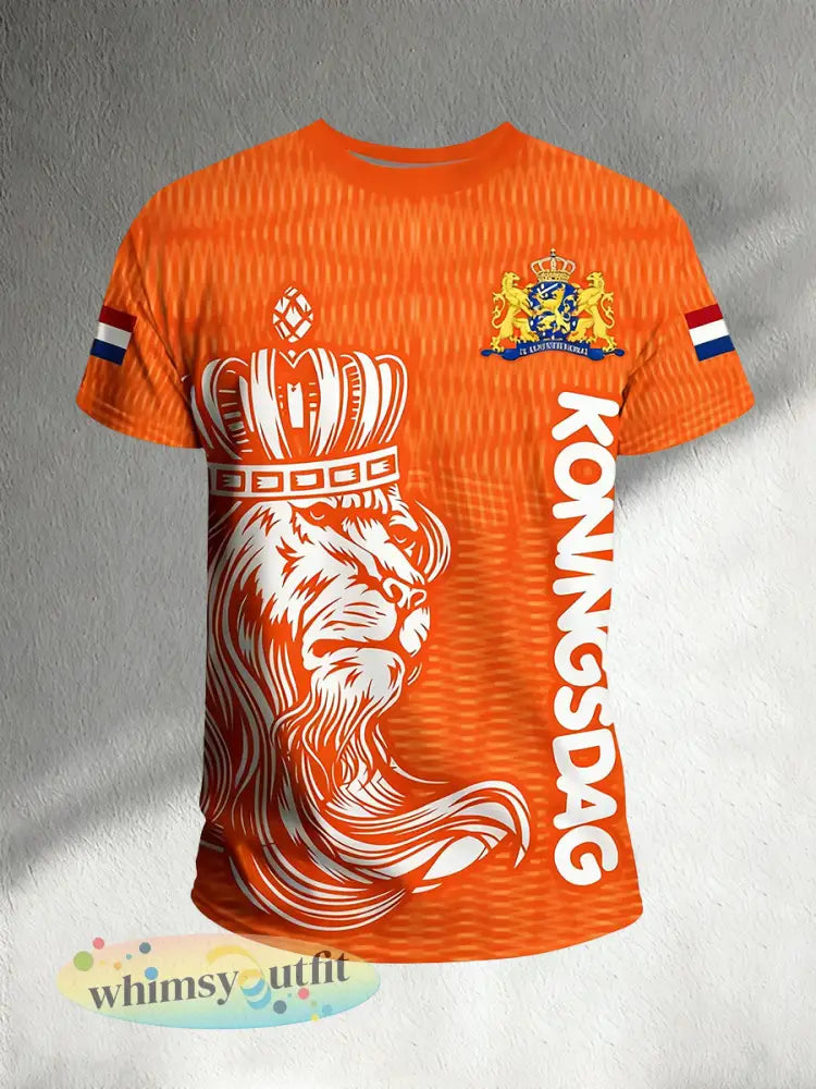 Heren T-shirt met kunstprint ter herinnering aan Koningsdag - A / S