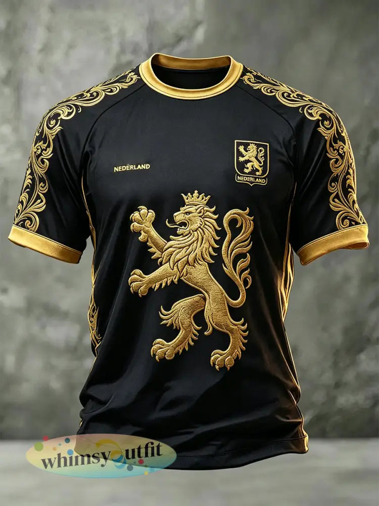 Heren T-shirt met leeuwenprint en raglanmouwen - A / S
