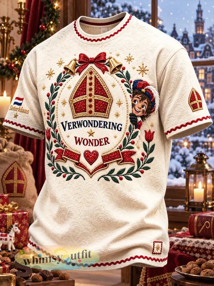 Heren T-shirt met vrijetijdsprint van Off-White geïnspireerd op de Nederlandse Sinterklaasdag - S