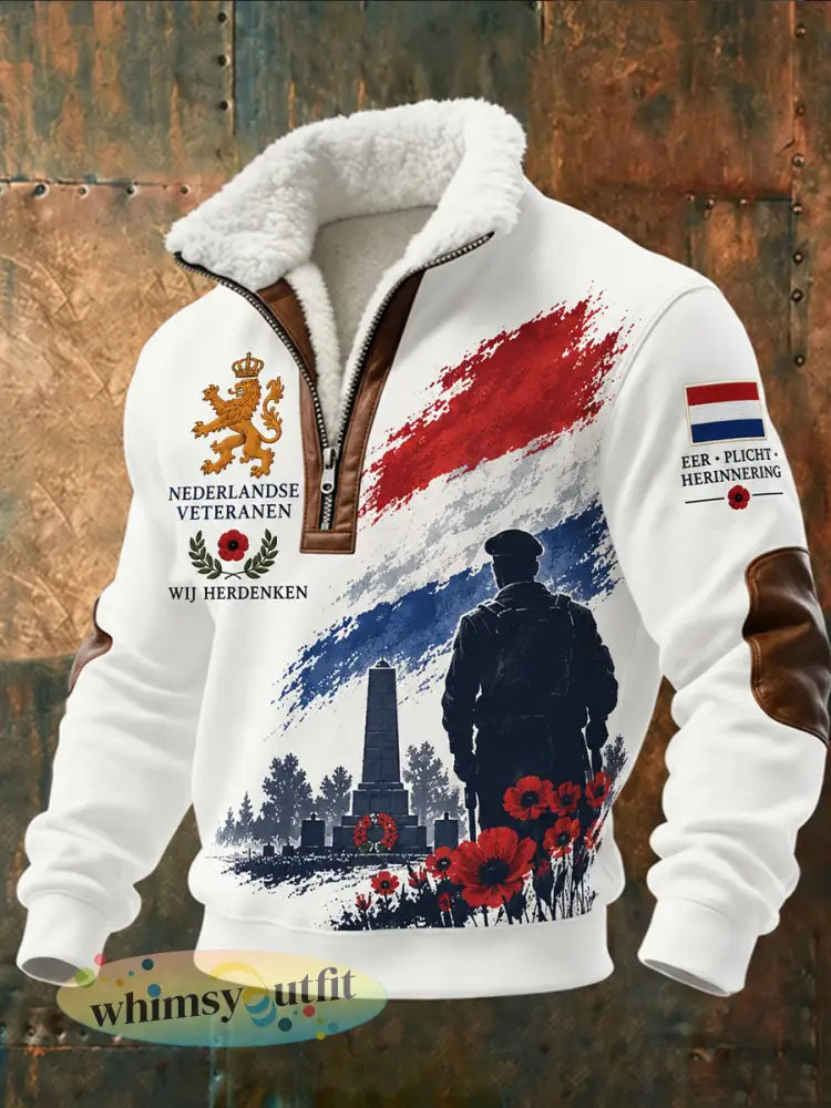 Herenherdenkingsdagprint sweatshirt met hoge hals en lange mouwen - A / S