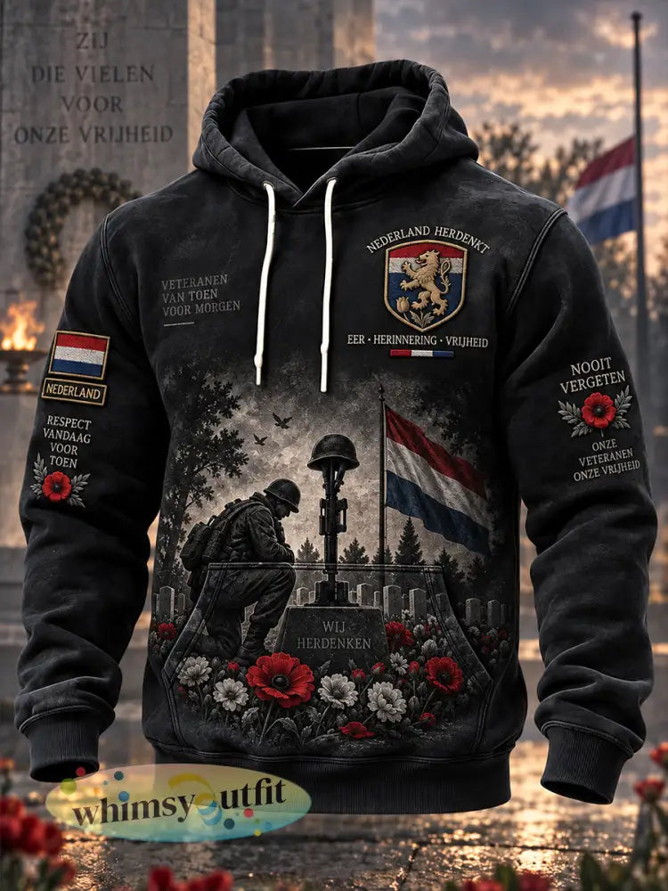 Herenhoodie met lange mouwen en een print met herdenkingsdagthema - A / S