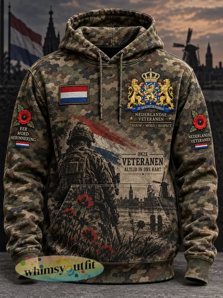 Herenhoodie met lange mouwen en grafische print ter herdenking van veteranen - A / S