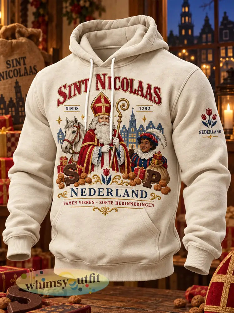 Herenhoodie met lange mouwen en grafische print voor Sint Nicolaasdag - A / S