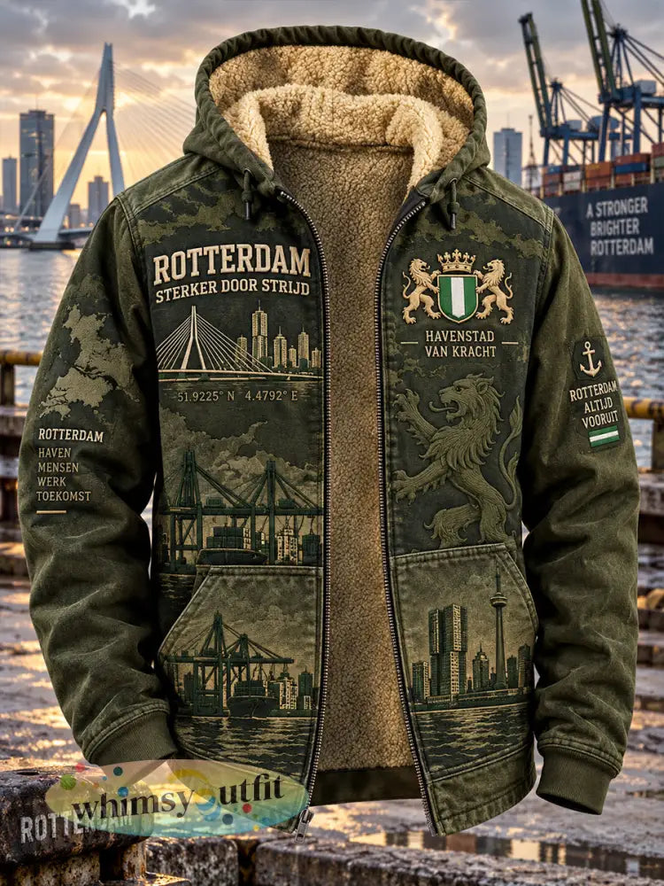 Herenhoodie met lange mouwen en rits voorzien van een stedelijk herdenkingsmotief - A / S