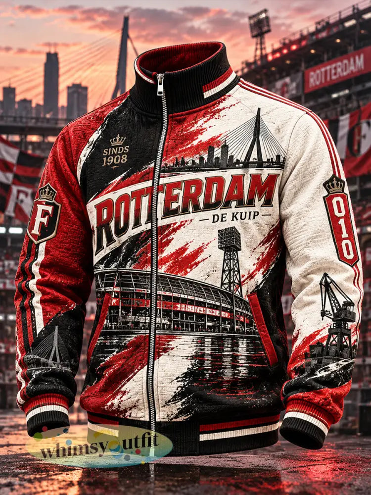 Herenjas met hoge hals en een urban voetbalprint - A / S