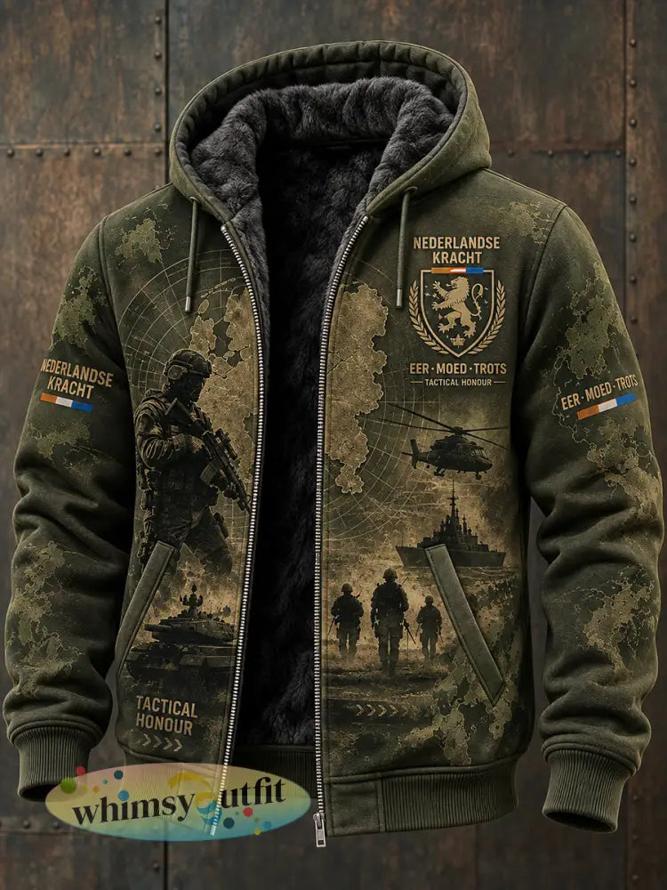 Herenjas met lange mouwen camouflage in militair thema en herdenkingsprint - A / S