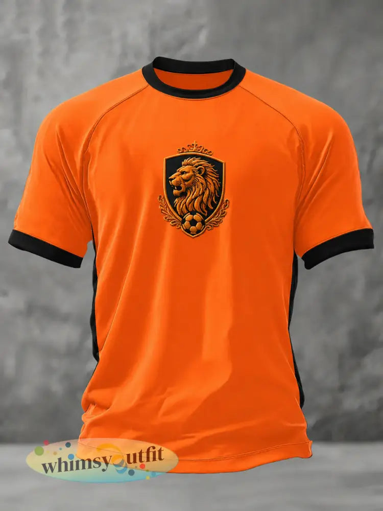 Herenkleding als cadeau voor voetbalfans casual T-shirt met opdruk - Sinaasappel / S
