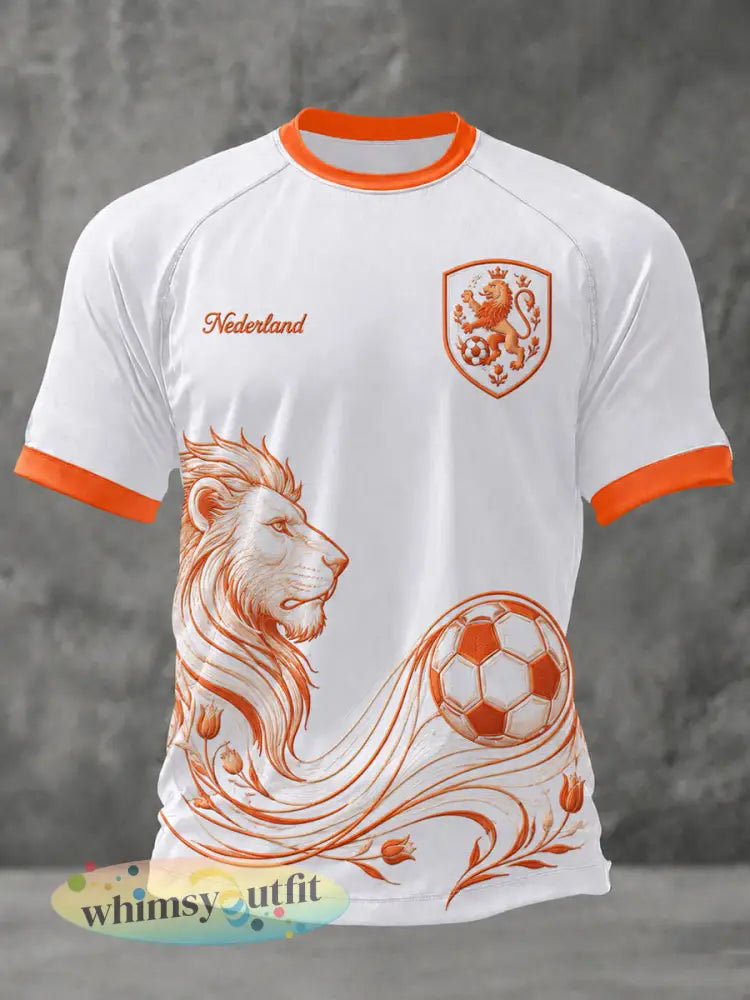 Herenkleding als cadeau voor voetbalfans casual T-shirt met opdruk - Wit / S