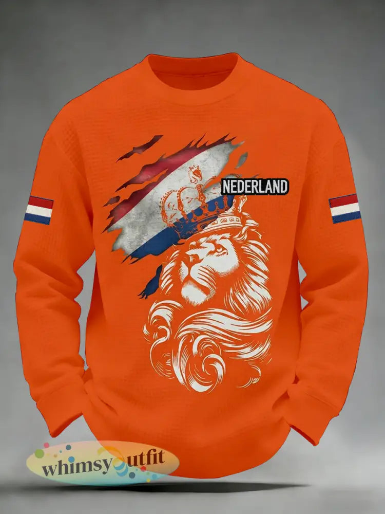 Herenoverhemd met lange mouwen en print van de Nederlandse Koningsdag - A / S