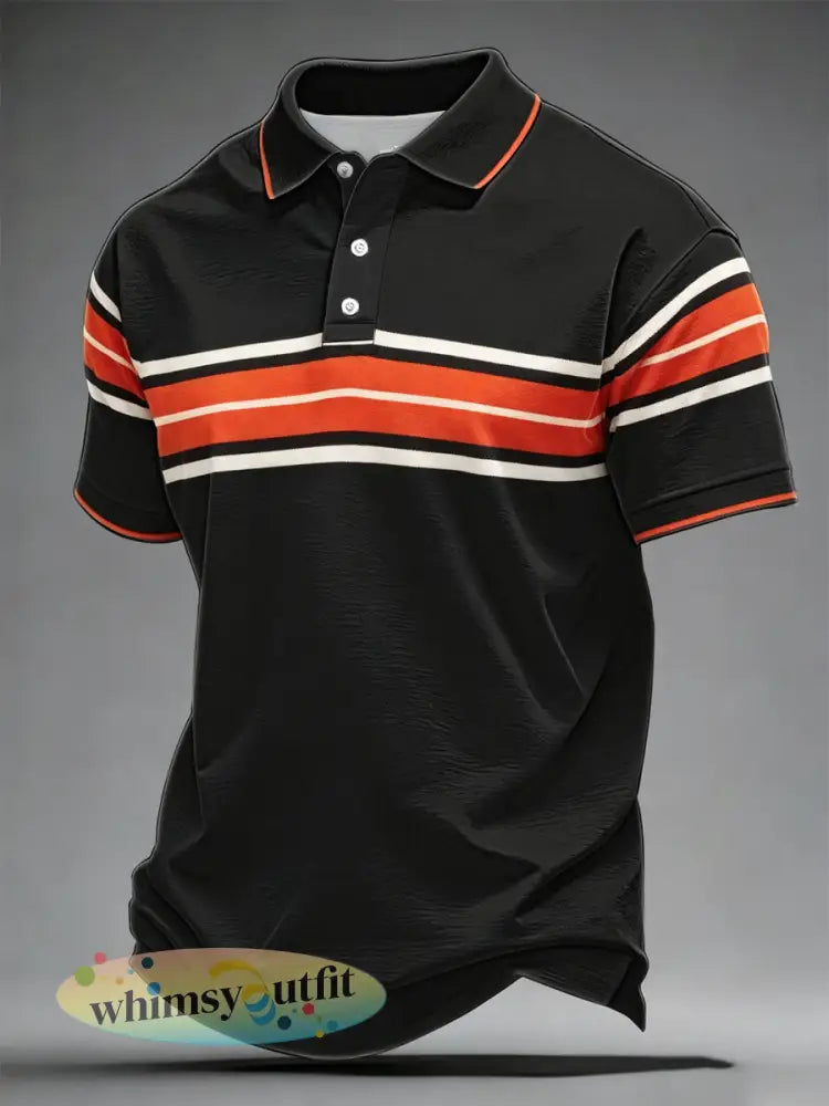 Herenpolo in retrostijl - zwart / S