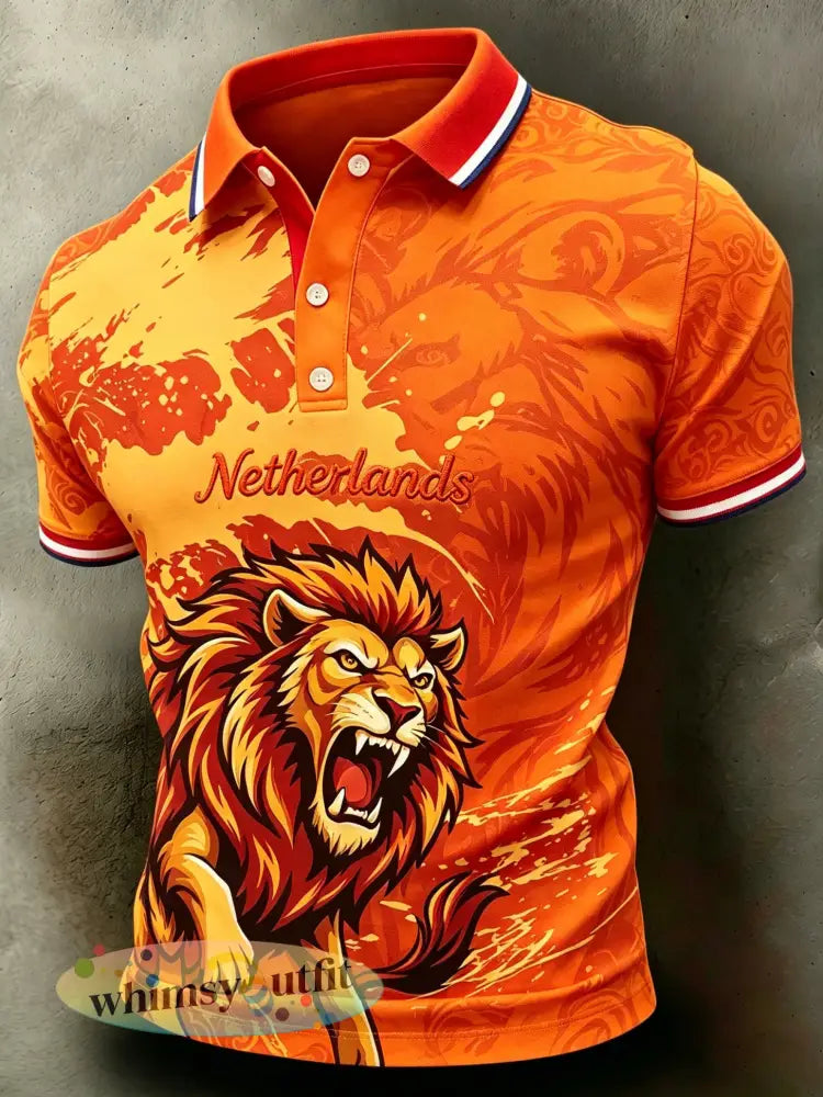 Herenpolo met artistieke print ter herinnering aan Koningsdag - A / S