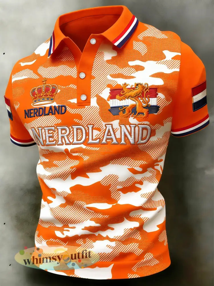Herenpolo met camouflageprint voor Koningsdag - A / S