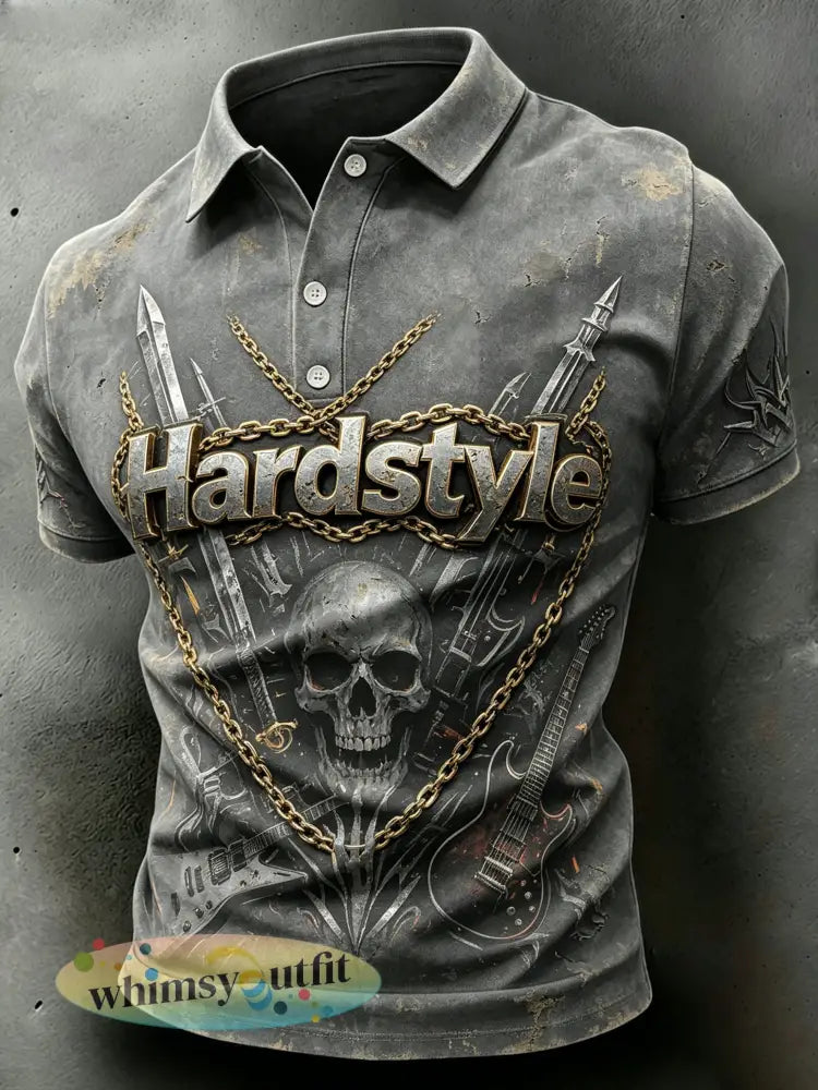 Herenpolo met grafisch motief op het thema hardstyle-festivals - A / S