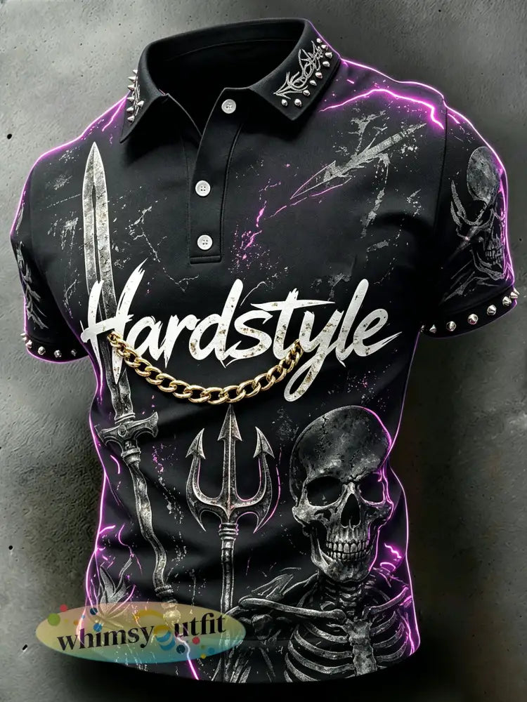 Herenpolo met grafisch motief op het thema hardstyle-festivals - A / S