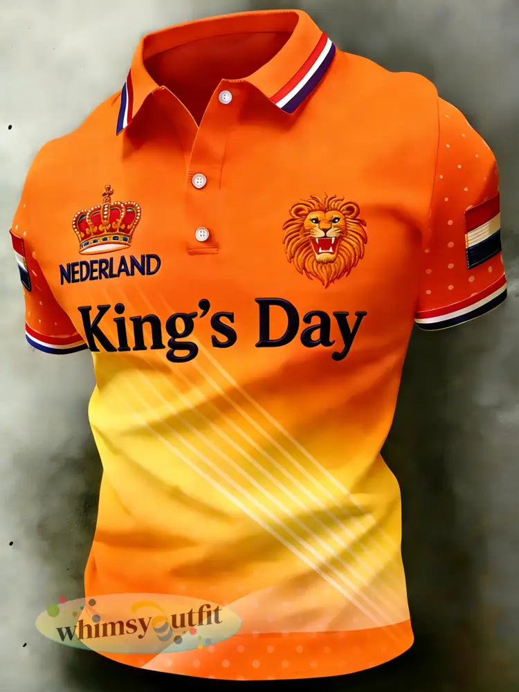 Herenpolo met koningsdagprint - A / S