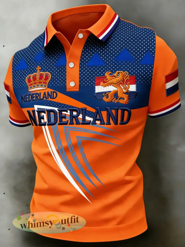 Herenpolo met koningsdagprint - A / S