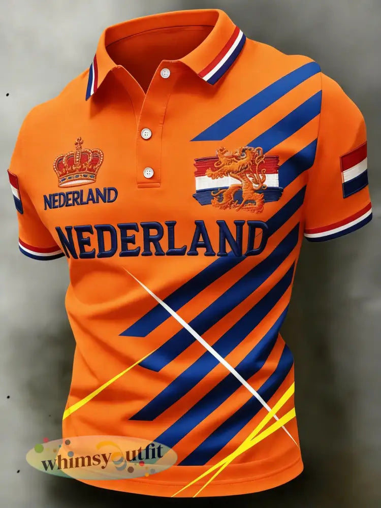 Herenpolo met koningsdagprint - A / S