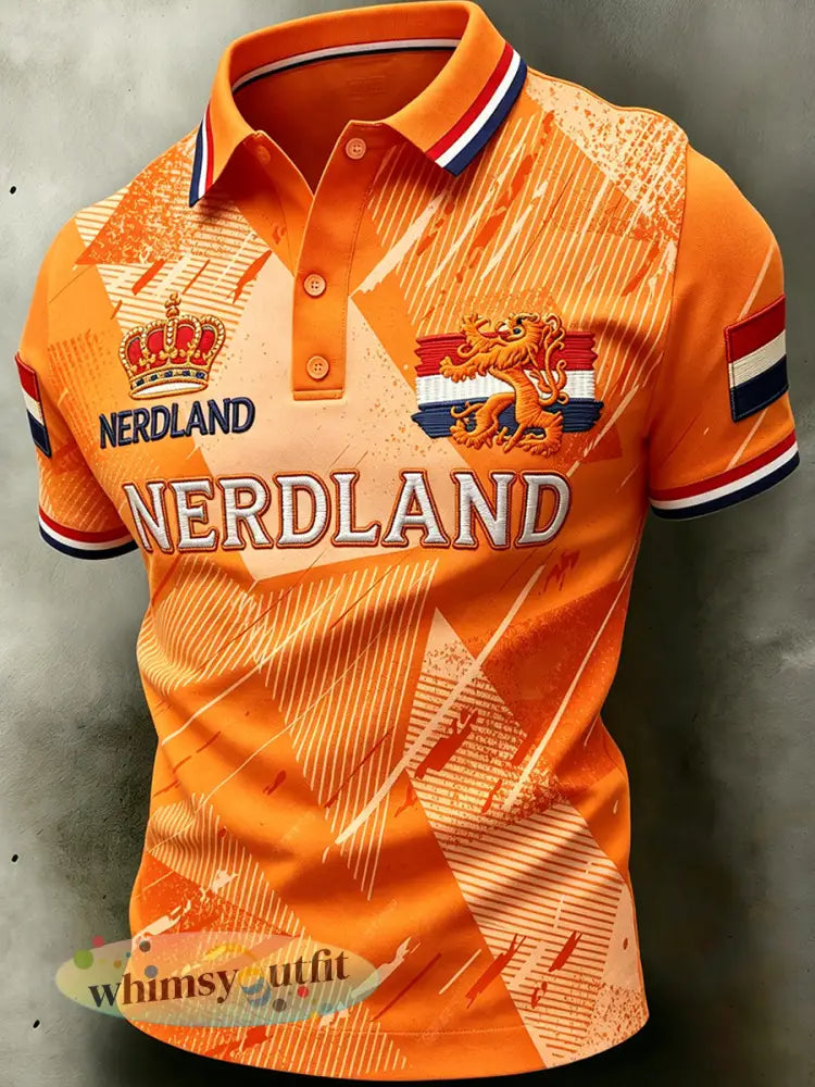 Herenpolo met korte mouwen en leeuwenmotiefprint - A / S