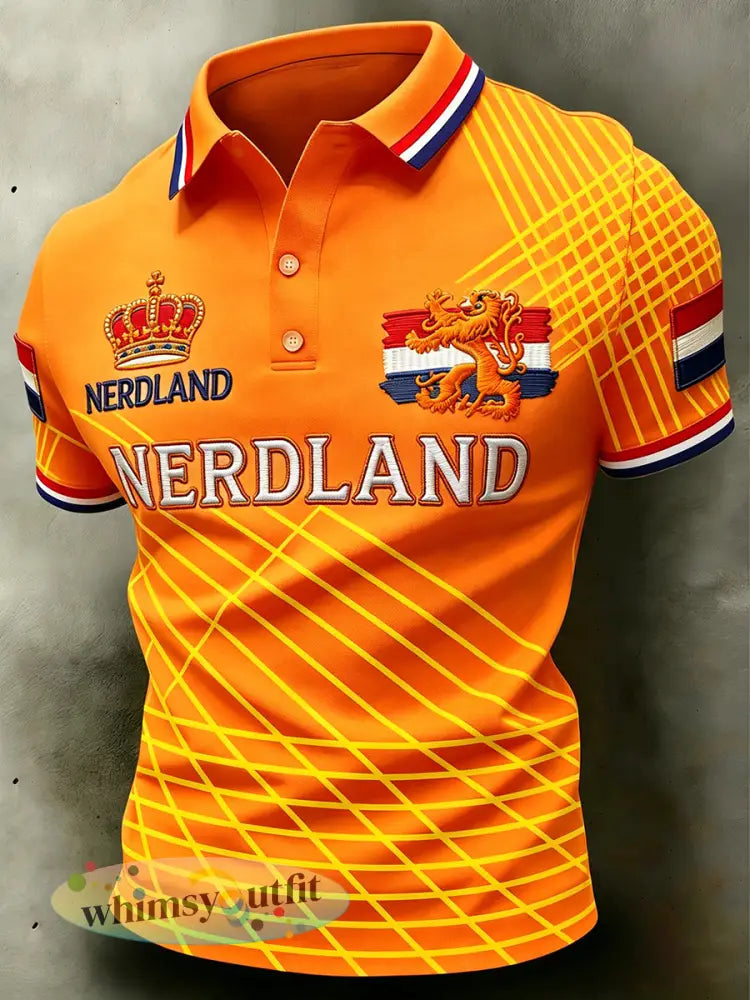 Herenpolo met korte mouwen en leeuwenmotiefprint - A / S