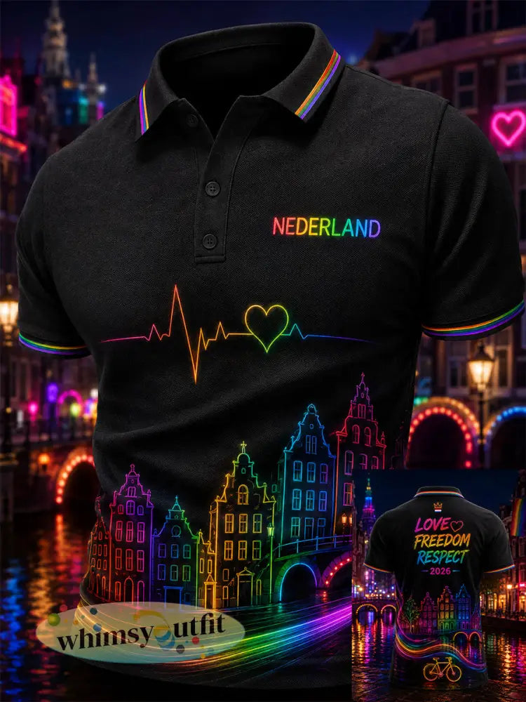 Herenpolo met korte mouwen en Lgbt-vrijheidsprint - A / S