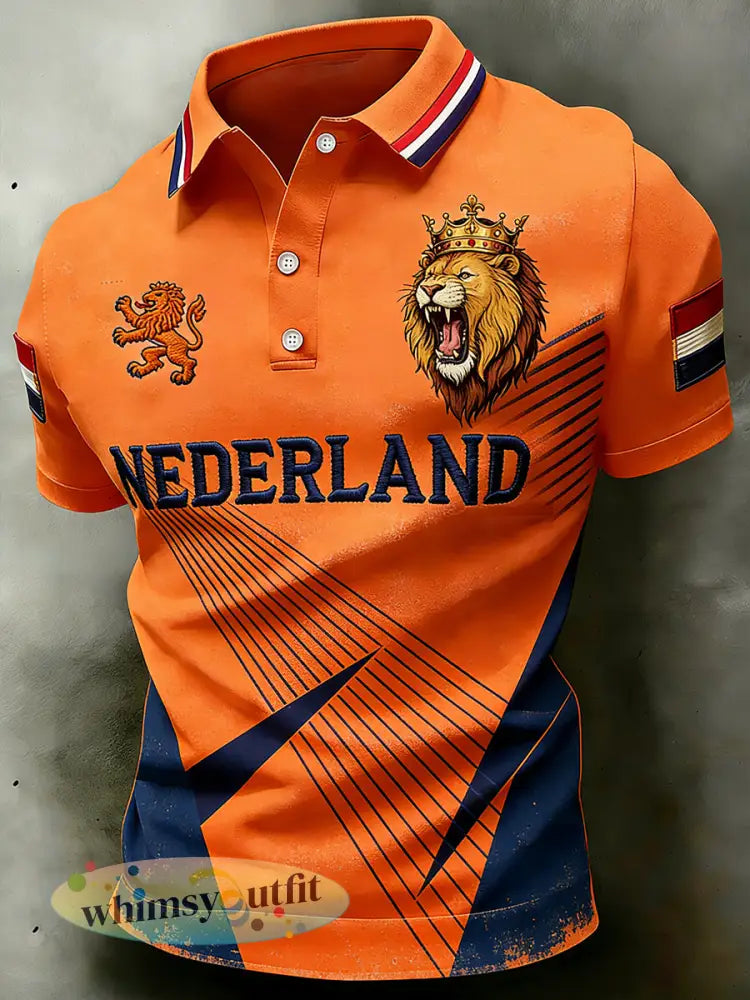 Herenpolo met print voor Koningsdag casual - A / S